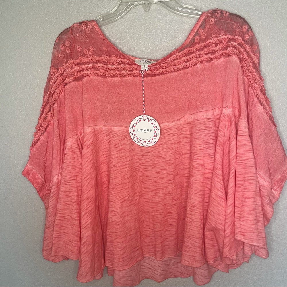 Umgee Orange  top size S lace details brand new